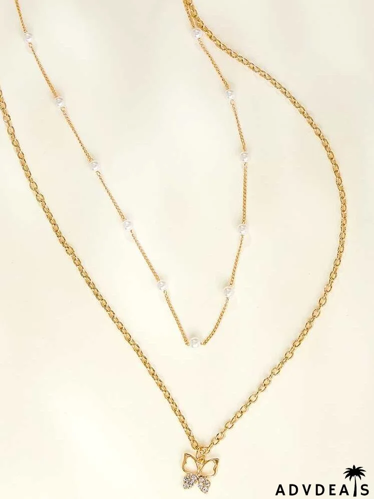 Butterfly Charm Layered Necklace