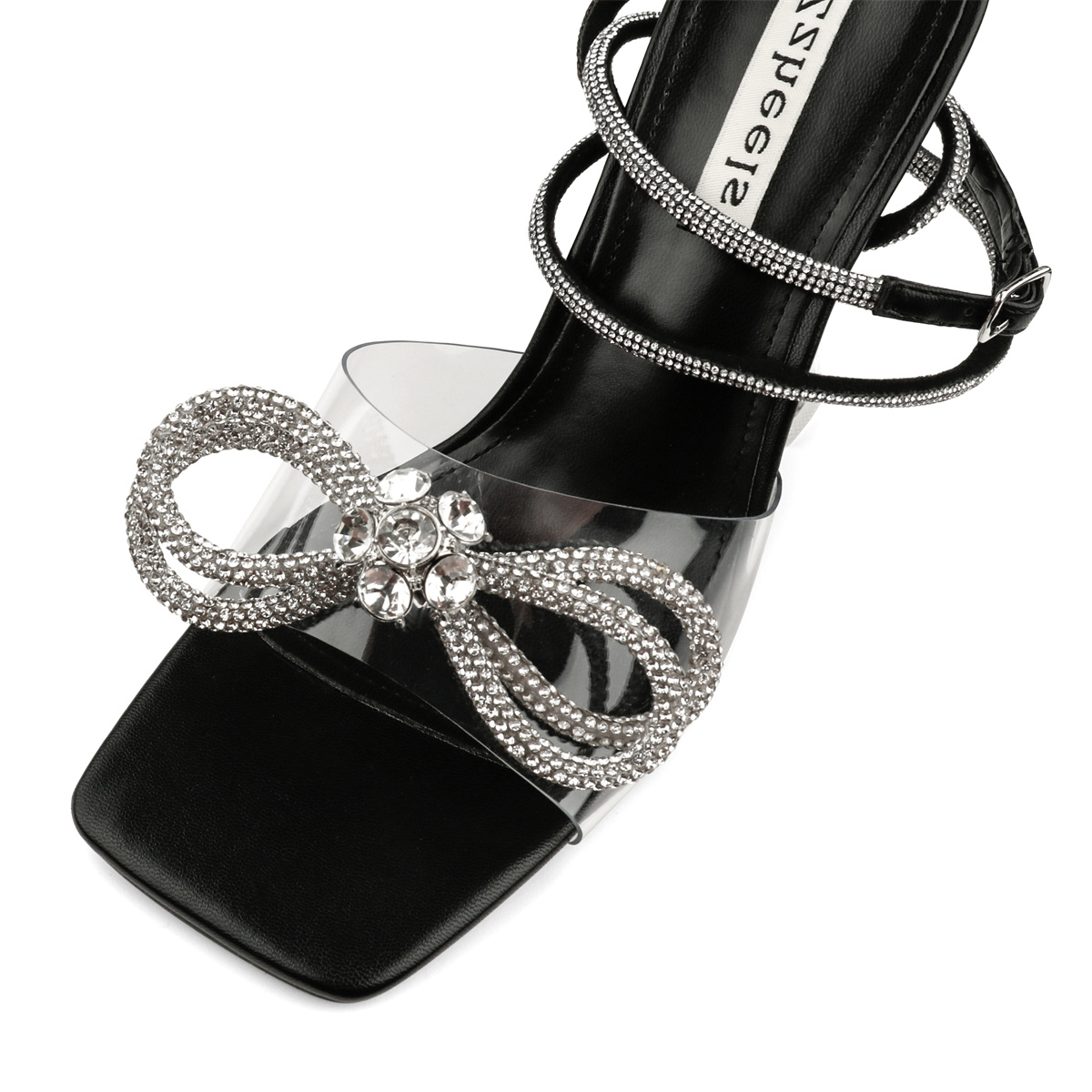 9.5cm/3.74 Double Bow Crystallized High Heels