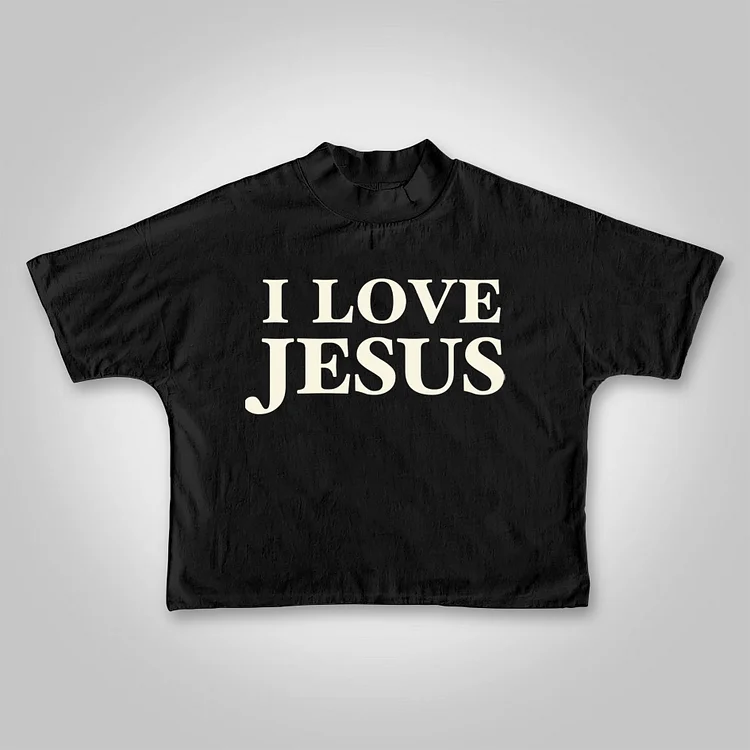 I Love Jesus. Jesus Loves The World Graphics Cropped T-shirts