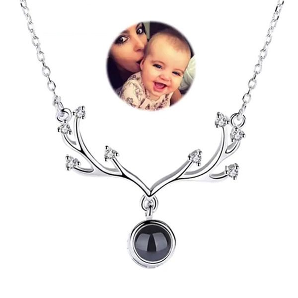 Personalized Multi-zirconium antlers Photo Necklace