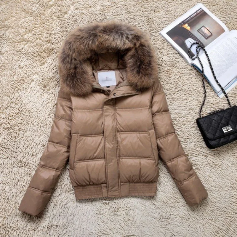 Toloer Winter Big Raccoon Feather Collar Down Jacket Female Short Yao Di Slim Add Thick Show Thin Waist Coat Tide-Outfit Ideas