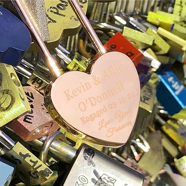 Personalized Heart Engraved Love Lock Custom Names Padlocks Gifts For Couple