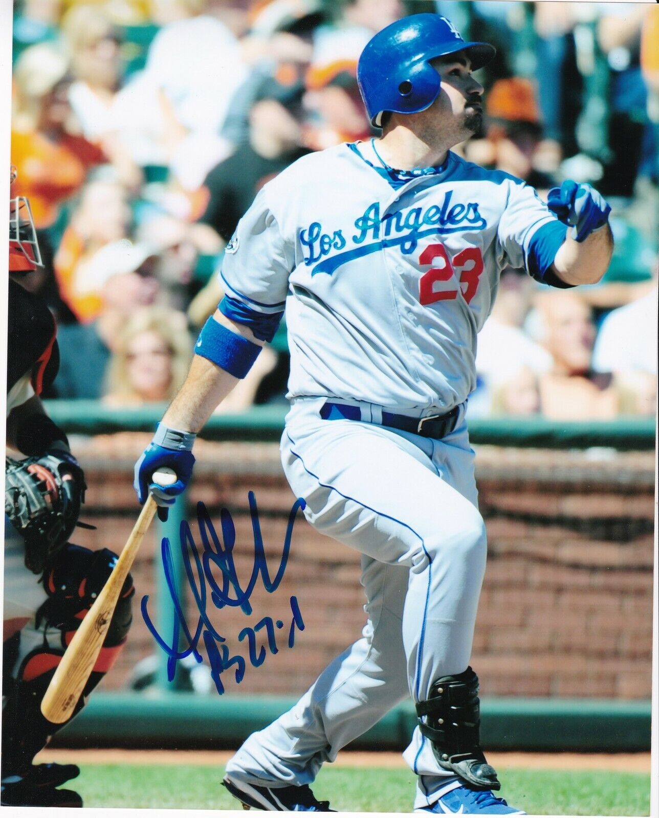 ADRIAN GONZALEZ LOS ANGELES DODGERS ACTION SIGNED 8x10