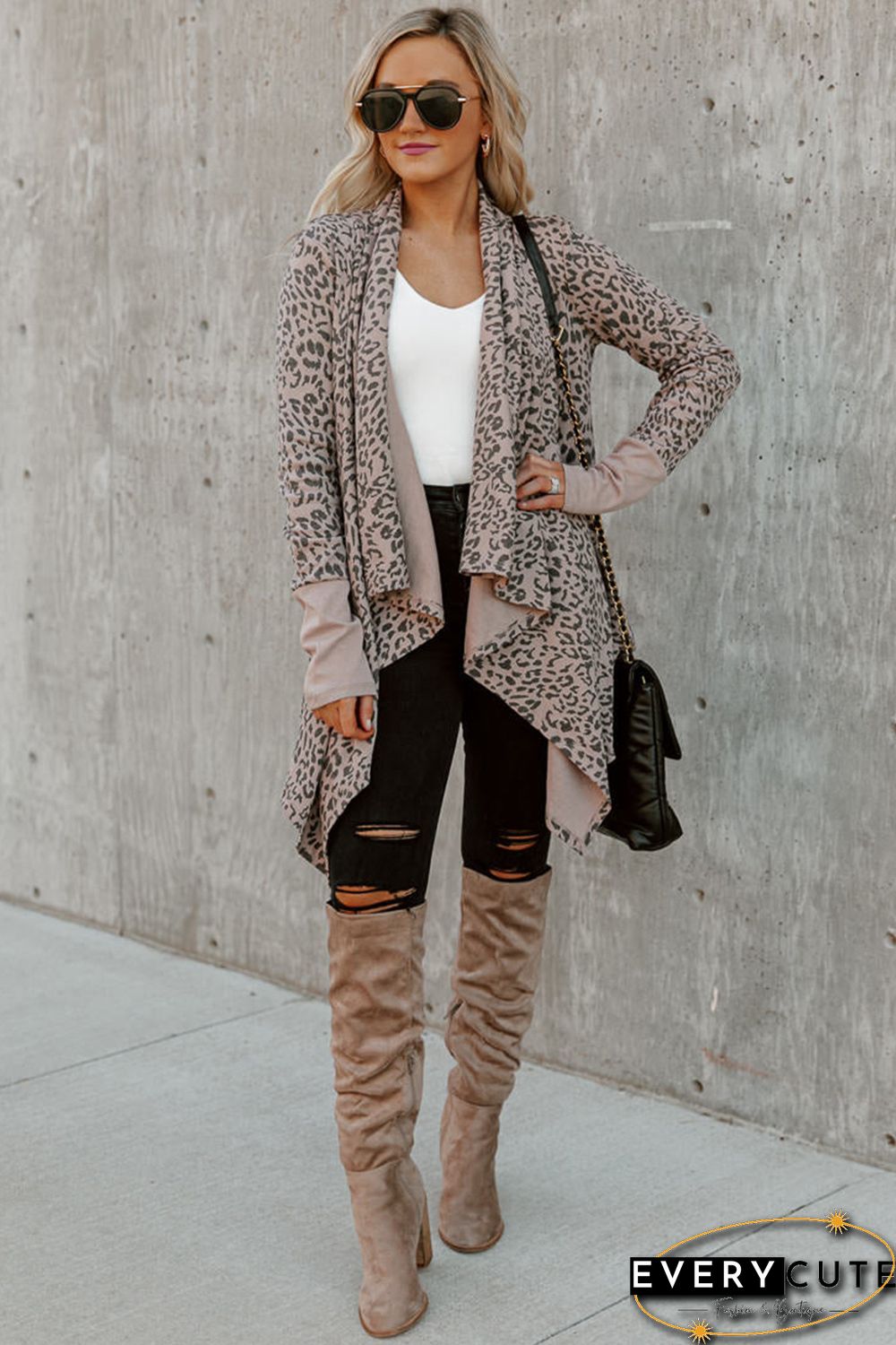 Leopard Open Front Cardigan