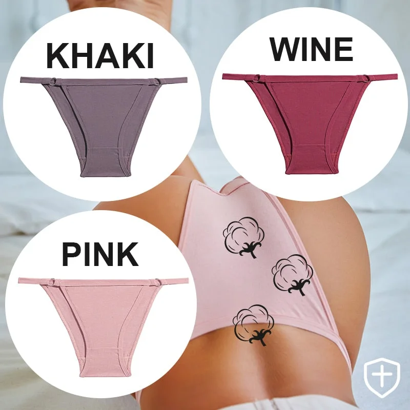 FINETOO 3PC/Set Women's Cotton Panties Underwear Metal Buckle Briefs M-2XL Female Underpant Low Waist Woman Sexy Panty Lingerie