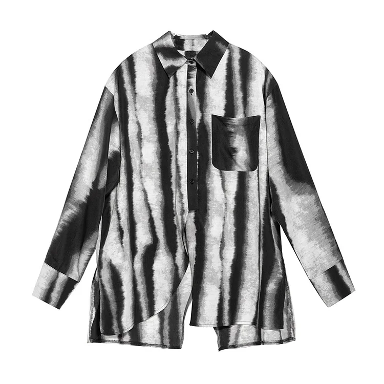 Niche Design Dyed Lapel Long Sleeve Shirt - yankia