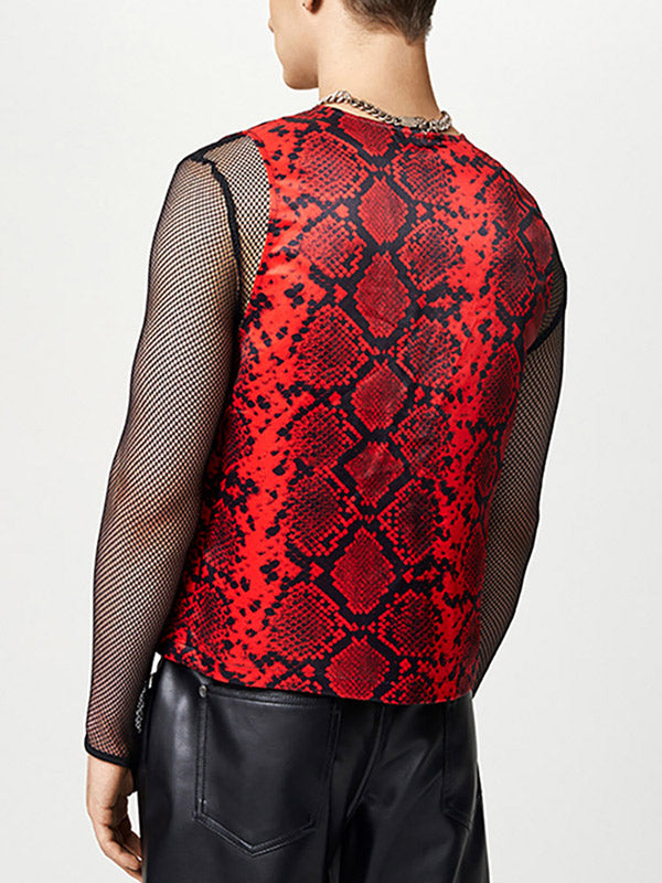 Aonga - Mens Snake Print Sleeveless Vest Waistcoat J aonga