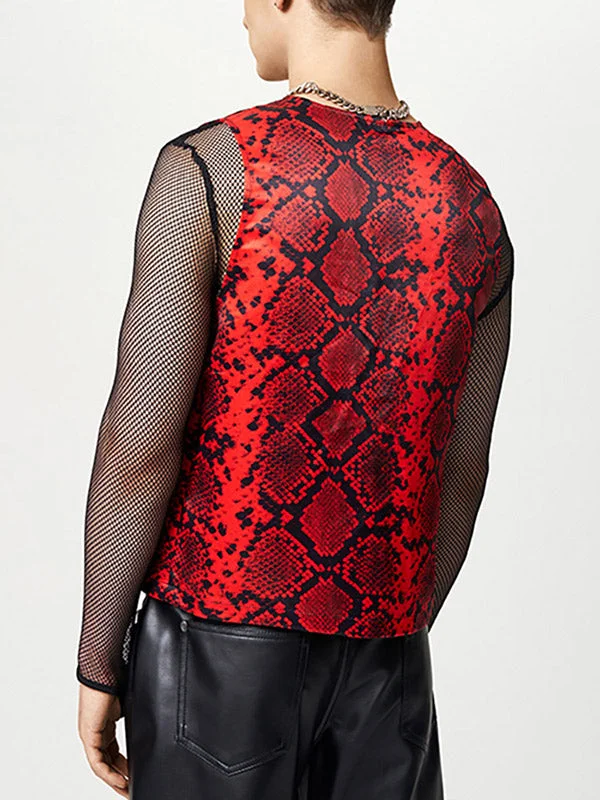 Aonga - Mens Snake Print Sleeveless Vest Waistcoat J aonga