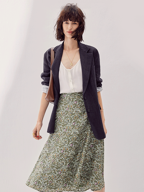 French Design Baikoucha Printed Silk Skirt 丨Unisize