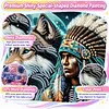 Moonlit Native And Wolf Special Shaped 5D DIY Partial Drill Diamonds Dots Gem Art Kits 11.81 X11.81inch Diamond Dots Paintings Diamonds Paintings Gem Art for Adults Beginners Home Decor