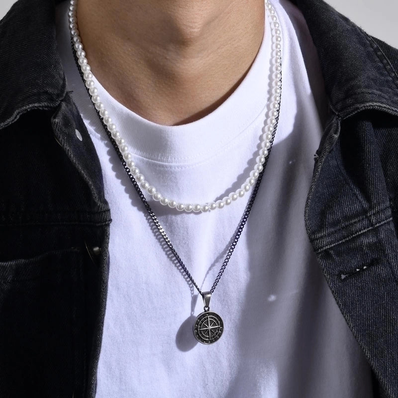 Hip-hop Coin Titanium Steel Men’s Pendant Necklace