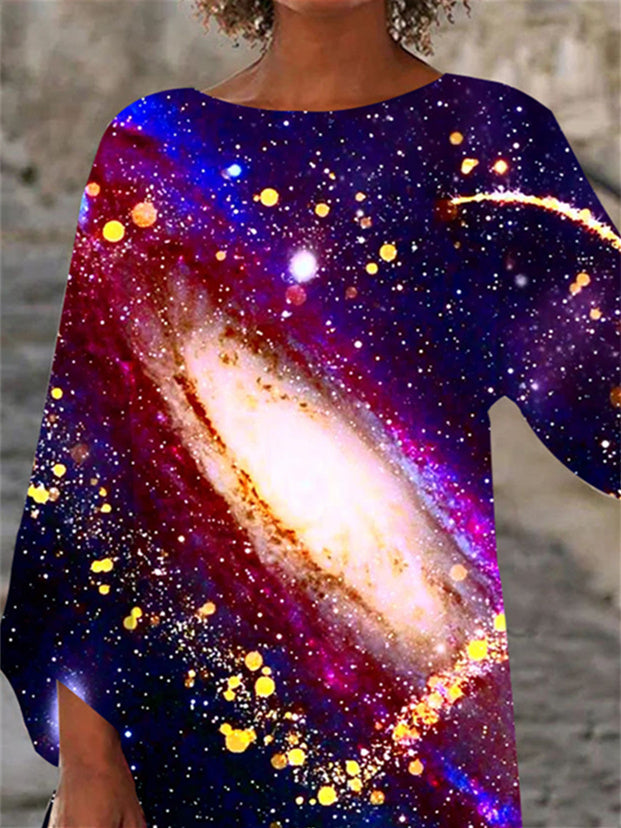 Women Half Sleeve V-neck Solid Color Dress