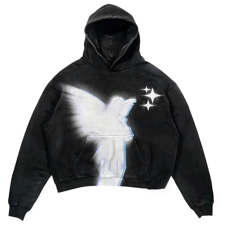 Street Angel Print Hoodies Sweatshirt Goth Y2k Oversized Clothes-VESSFUL