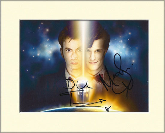 DAVID TENNANT MATT SMITH DOCTOR WHO PP MOUNTED 8X10 SIGNED AUTOGRAPH Photo Poster painting PRINT