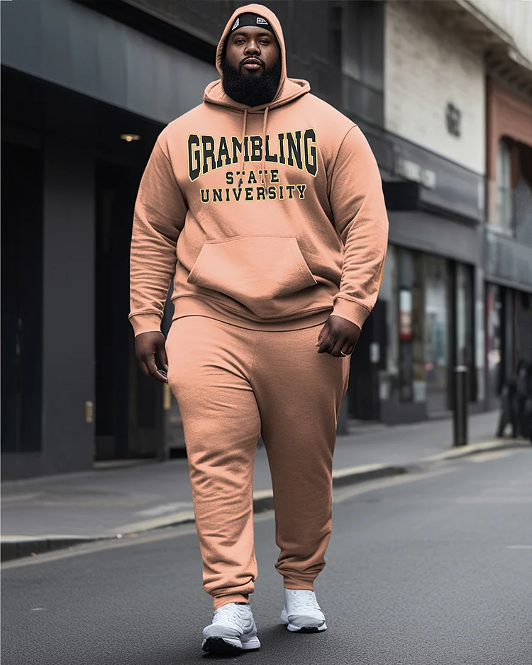 Men's Plus Size Grambling State University State Style Hoodie and Sweatpants Two Piece Set