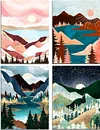 4Pack Landscape Art-Full Round Diamond Painting(30x40cm)