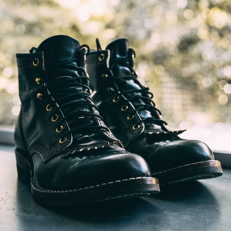 Vintage Black Lace-Up Boots