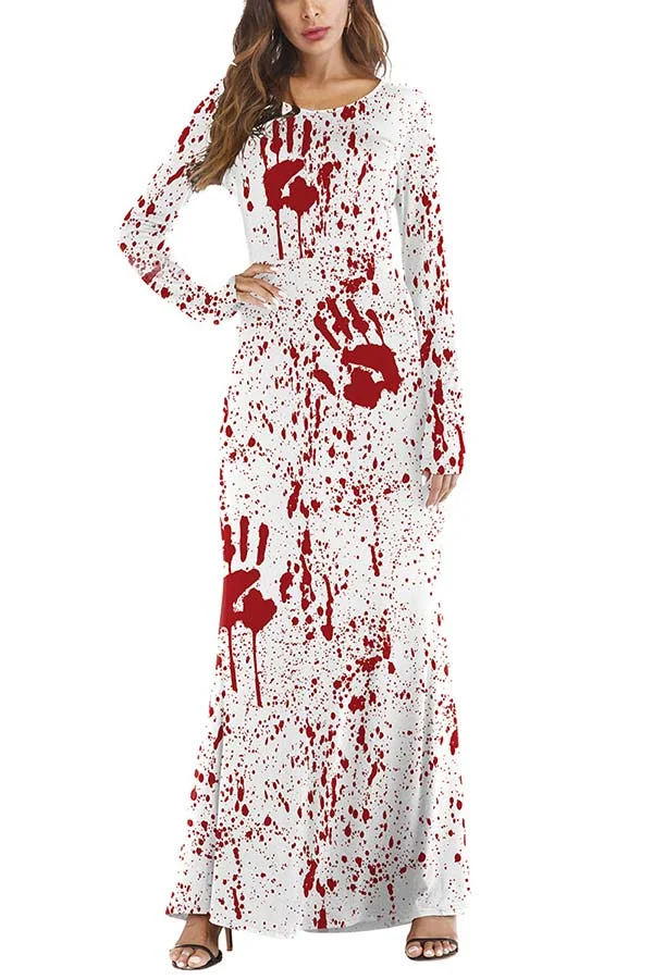 Casual Long Sleeve Halloween Maxi Dress-elleschic