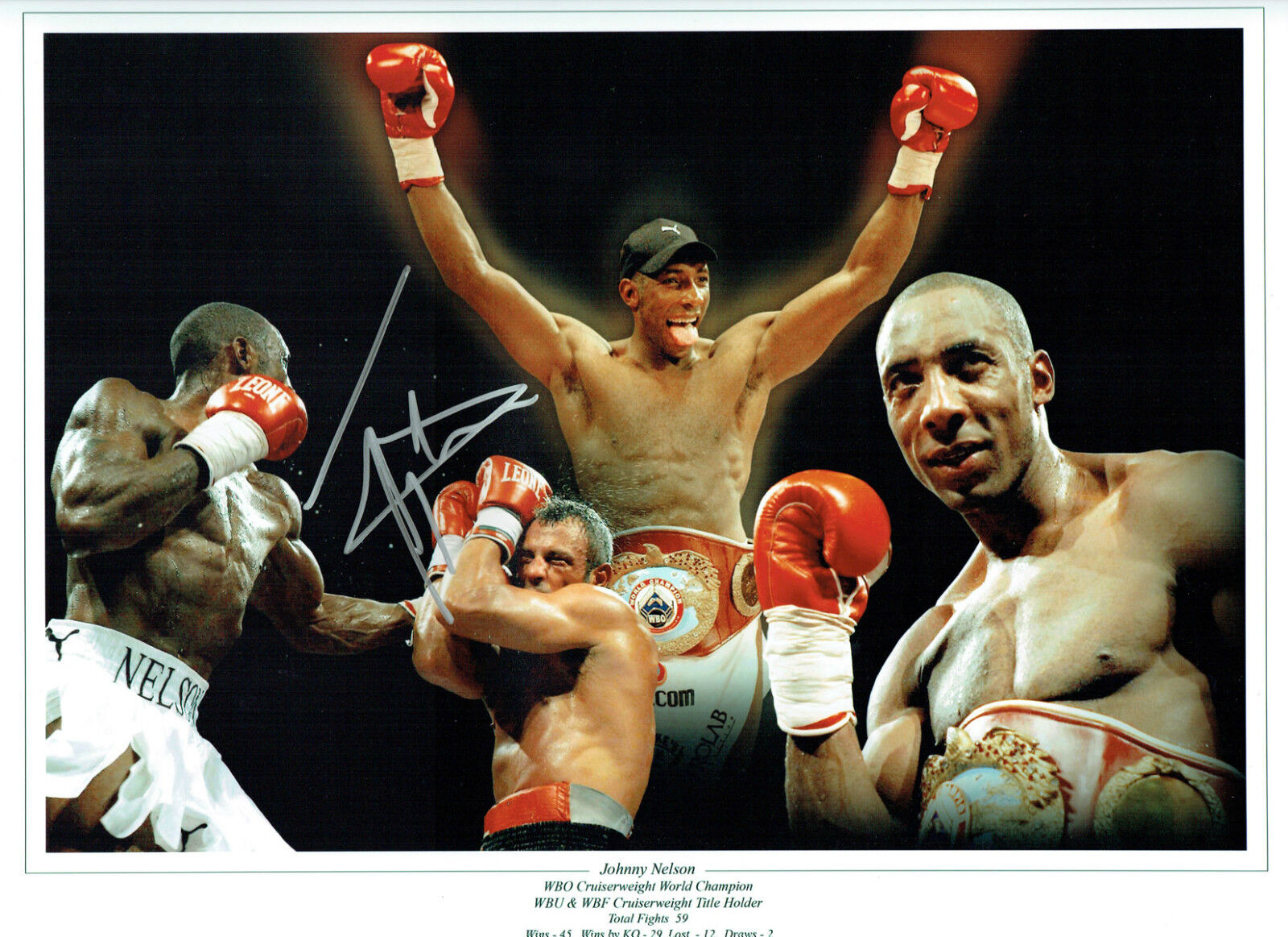 Johnny NELSON Signed Autograph Boxing Massive 16x12 Montage Photo Poster painting AFTAL COA