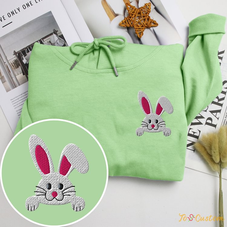 TOSCUSTOM™ Embroidered Sweet Bunny Lover Sweatshirt Easter Day Gift