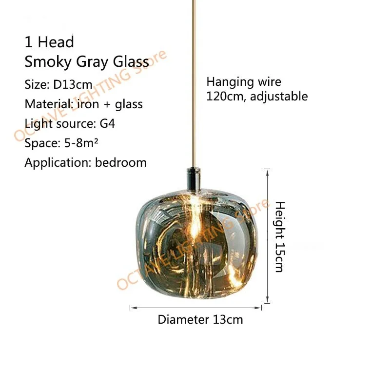 Nordic Minimalist LED Pendant Light Bedroom Bedside Glass Art Hanging Lamp Dining Room Island Modern Creative Lighting Fixtures