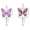 2pcs Butterfly DIY Acrylic Diamond Painting Wind Chime for Adult 5D Diamond Painting Suncatcher with Crystal Pendant Double Sided Hanging Diamonds Art Paint Ornament Gift for Home