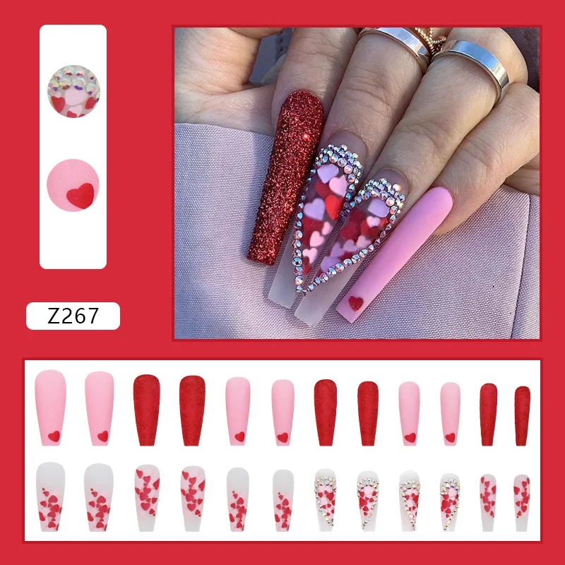 Churchf Churchf A Fake Nail Patch Long Ballet Armour Love Diamond Shining Mature Finished Nail New