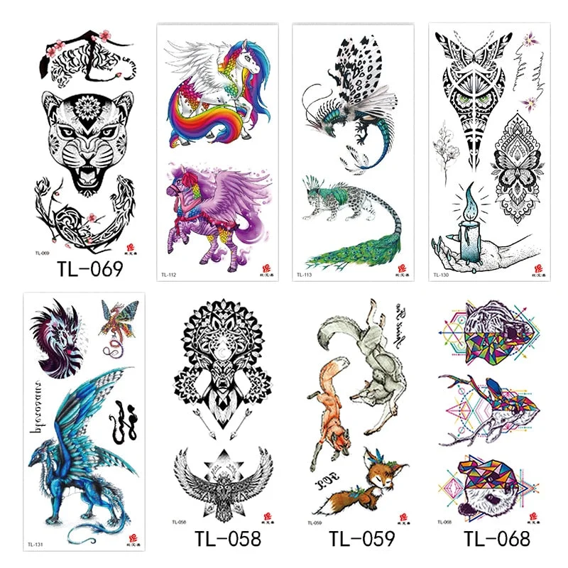 Flower arm waterproof tattoo stickers half arm painted animal durable waterproof European and American temporary tattoo stickers