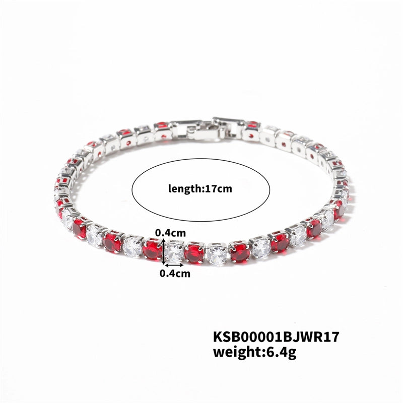 Hip-Hop Solid Color Copper Inlay Zircon K Gold Plated Rhodium Plated Unisex Tennis Bracelet