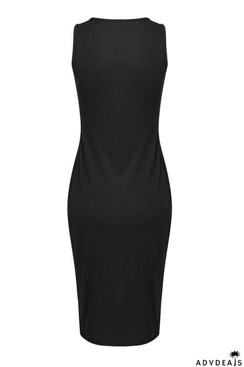 U Neck Sleeveless Bodycon Dress