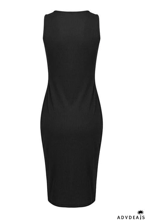 U Neck Sleeveless Bodycon Dress