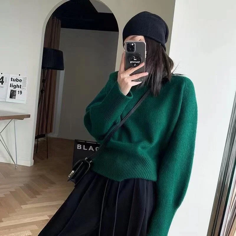 Churchf Churchf Version Sweater Female Qiu Dong Loose Wear 2024 New Versatile Lazy Wind Knit Bottom Shirt Jacket
