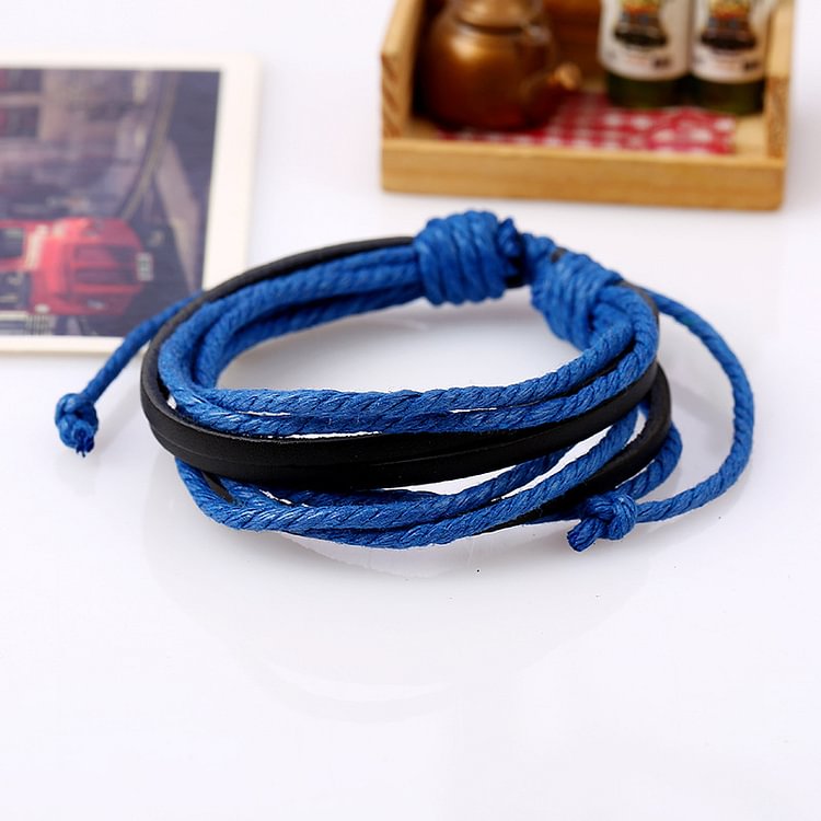Men's casual hand-woven multi-layer cowhide bracelet