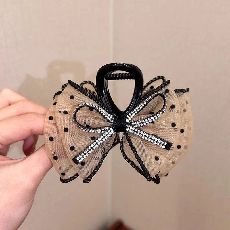 Women’s Minimalist Classic Style Color Block Alloy Inlay Crystal Pearl Hair Claws