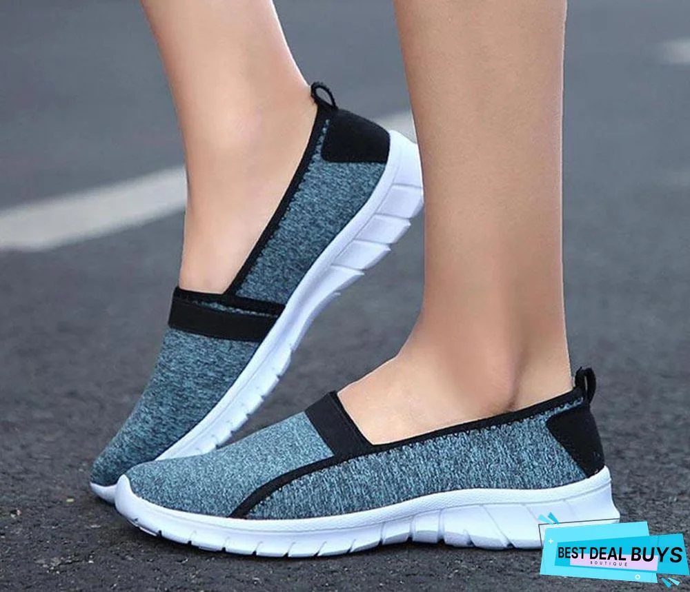Women Slip On Loafers Plus Size Breathable Mesh Ballet Sneakers Flat Shoes