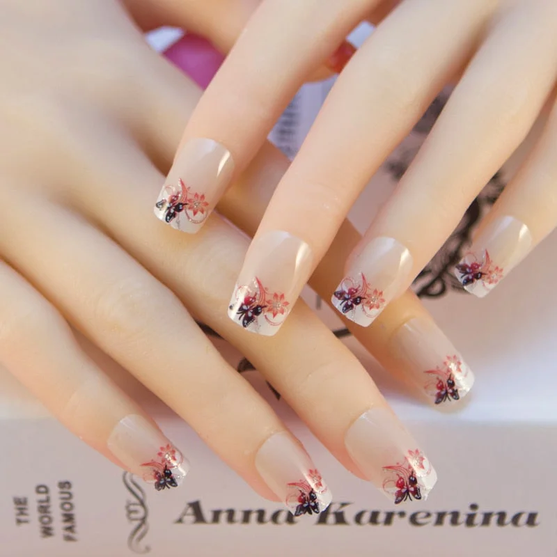 With 1 Piece Of Nail Adhesive Tape 24pcs/Box Press On Nail Art Tips Full Cover 10 Sizes False Nail Art Wedding Nails-Nail Inspo