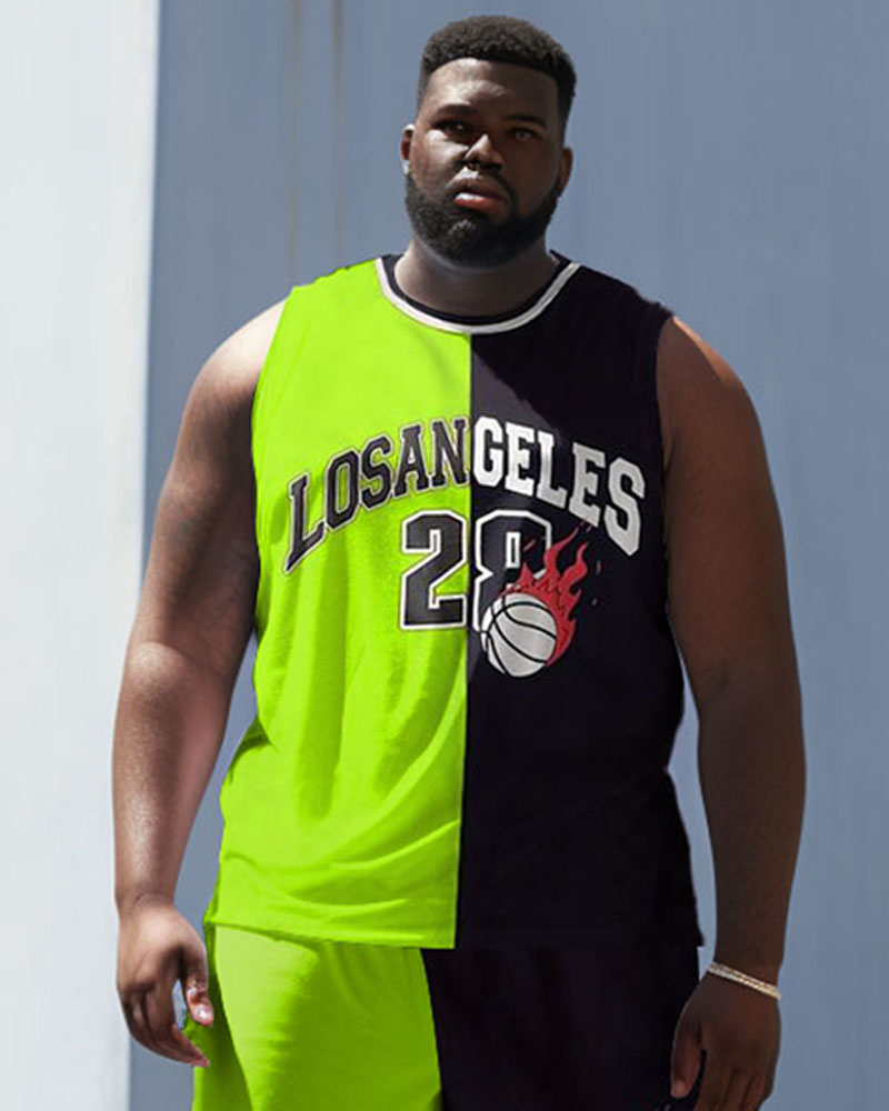 Men's Plus Size Basketball 28 Striped Vest Sports Two Piece Suit