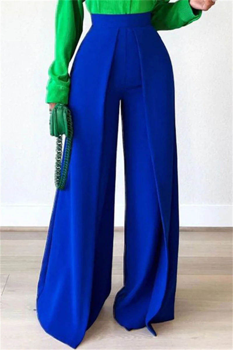 Casual Solid Patchwork Straight High Waist Straight Solid Color Bottoms