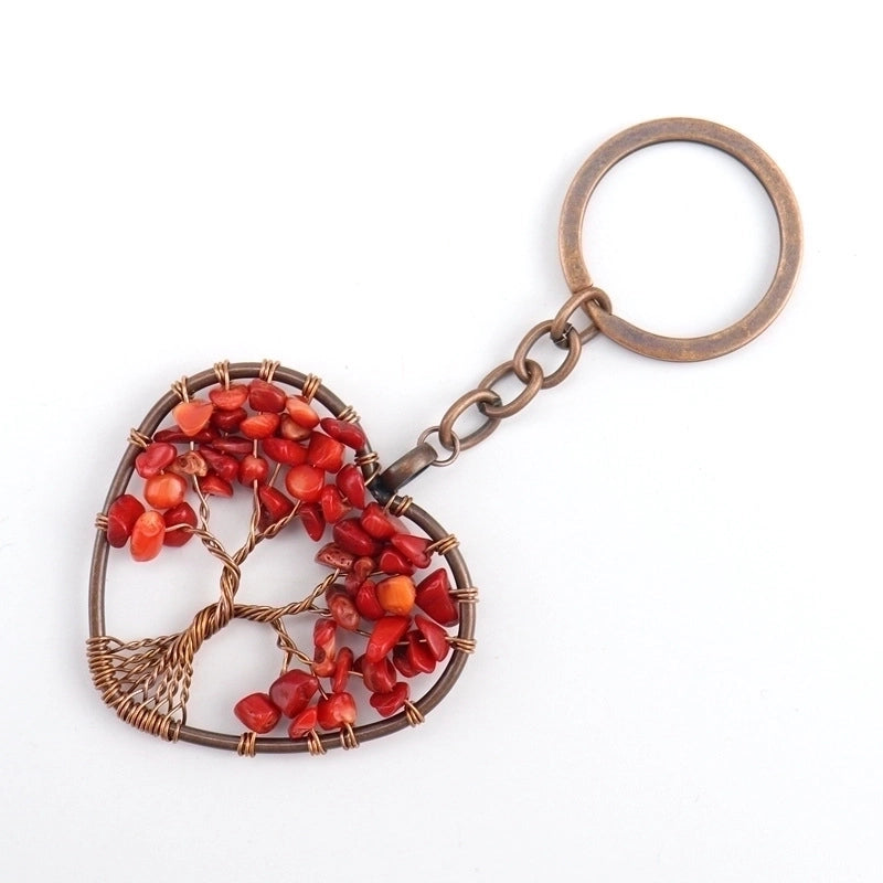 Fashion Tree Natural Stone Copper Beaded Women’s Keychain 1 Piece