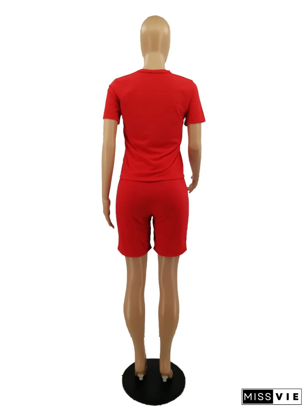 Casual Short Sleeve T Shirt Biker Shorts Tracksuit