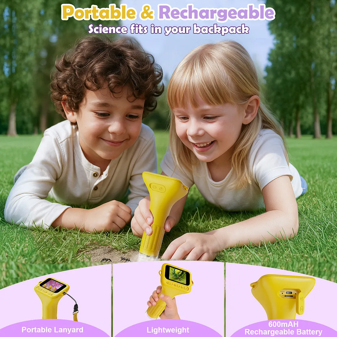 BEBANG Handheld Microscope, 1080P Digital Portable Microscope for Adults Kids, 32GB, 15 Slides