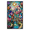 Colored House Glass Painting - Full Embroidery 3 Strands 11CT Stamped Cross Stitch - 40*70CM - Large Size