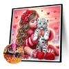 (40*40cm)Girl White Tiger - Full Round Drill Diamond Painting