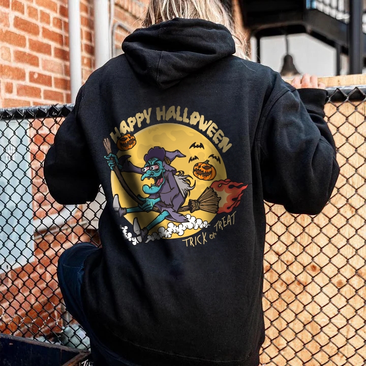 Flying Wicked Witch Happy Halloween Hoodie