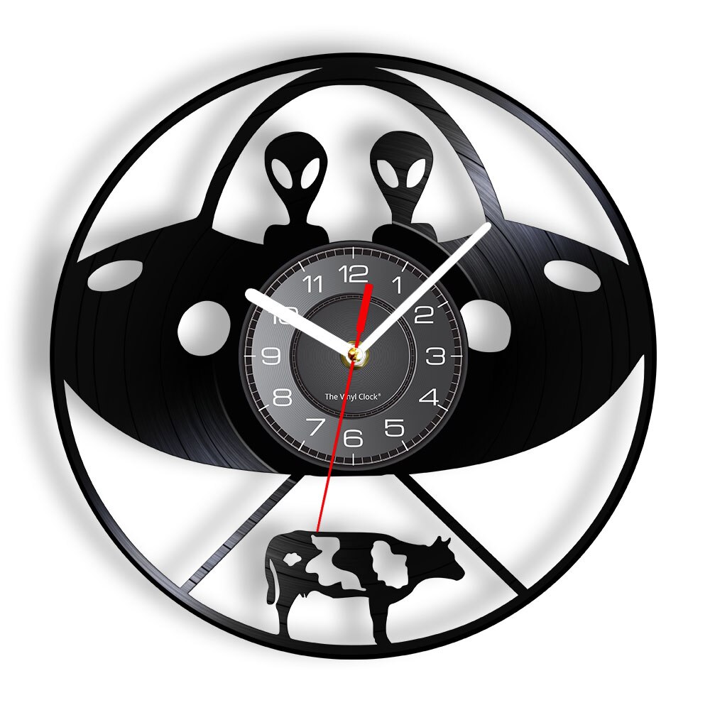 

Aerospace UFO Abducting Cow - Vinyl Record Wall Clock - Without LED, 501 Original