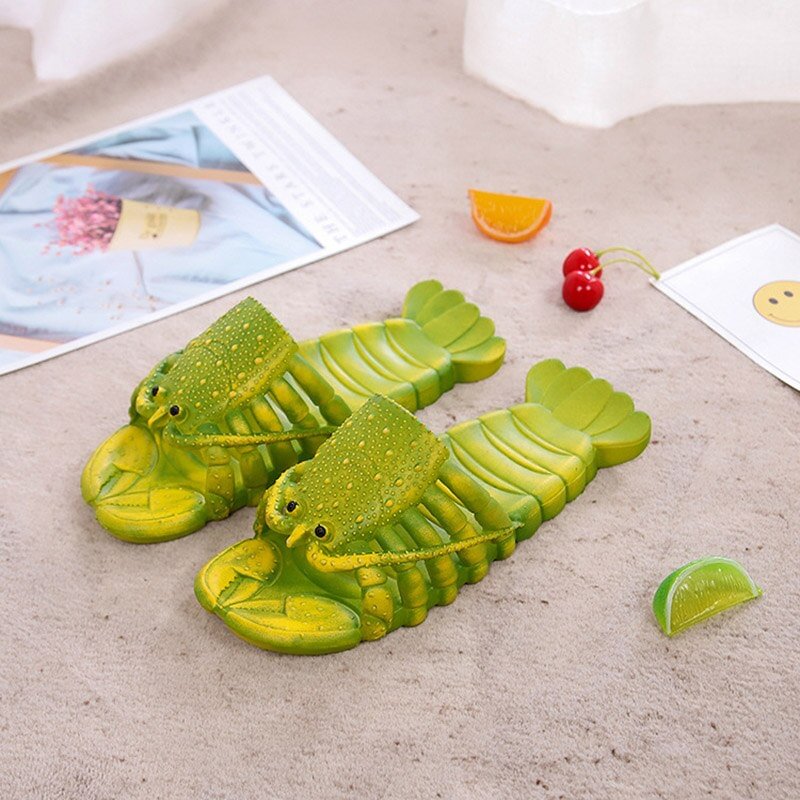 2020 New Summer Couple Sandals And Slippers Cartoon Net red Lobster Slippers Man Funny Crayfish Beach Slippers Women