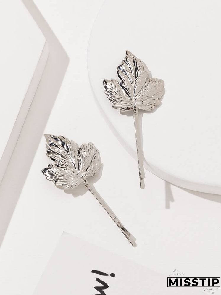 2pcs Leaf Decor Hair Clip