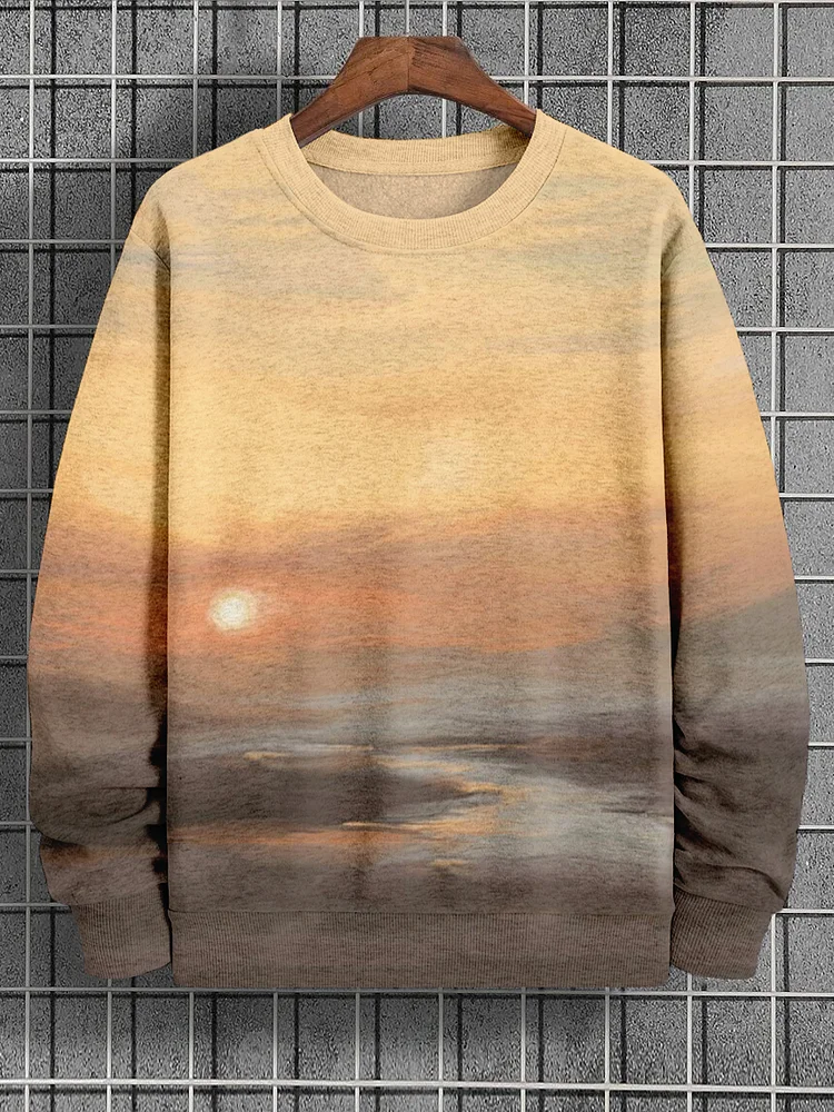 Men's Sunset Scenery Art Print Casual Sweatshirt