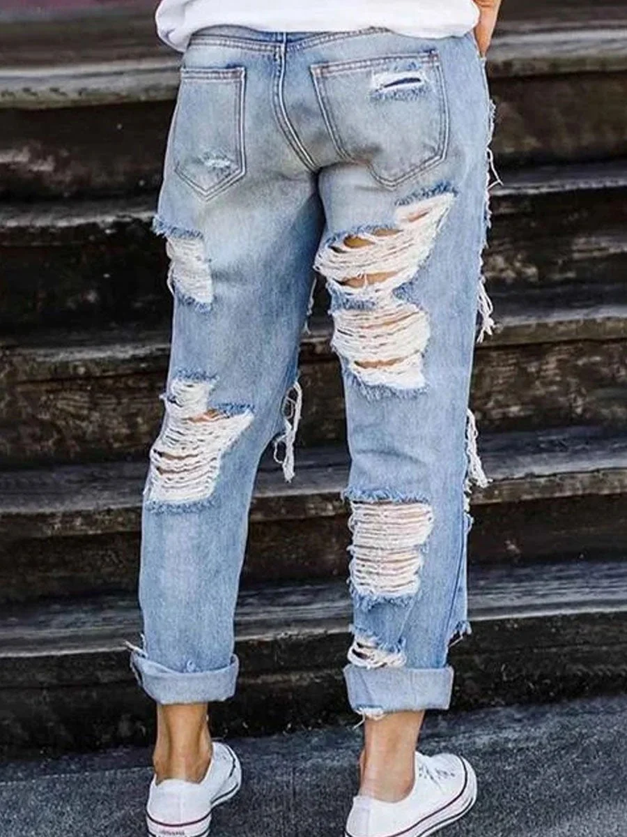 Denim Hole Loose Jeans
