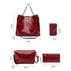 Ladies retro four-piece large-capacity Picture-mother bag, solid color handbag, one-shoulder diagonal bag